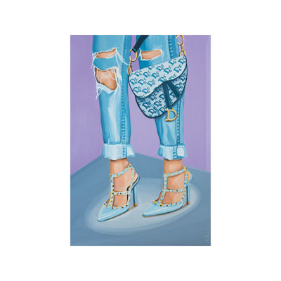 Dior Saddle Bag and Valentino Heels 1 Piece Painting on Canvas