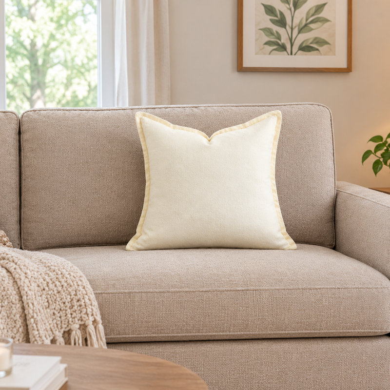Housse de coussin India Chic Linen, 20 po x 20 po, Blanc