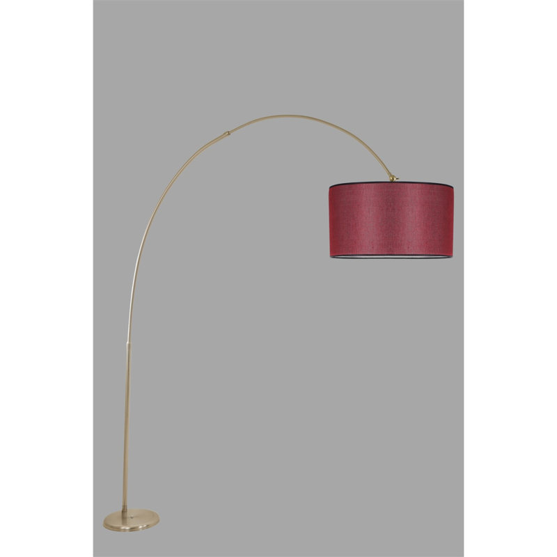 Lampe sur pied moderne rouge Claret, hauteur réglable de 61,0 à 86,6 pouces | Corps en métal avec revêtement en chrome mat, pied de 40 cm (15,7 po) de diamètre | Douille E27, 40 W maximum, parfaite pour les espaces de vie contemporains et les décors de fantaisie