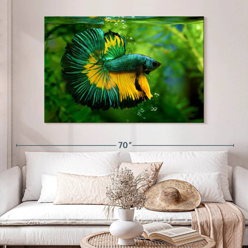 Green Yellow Betta Fish, 34" H x 51" W