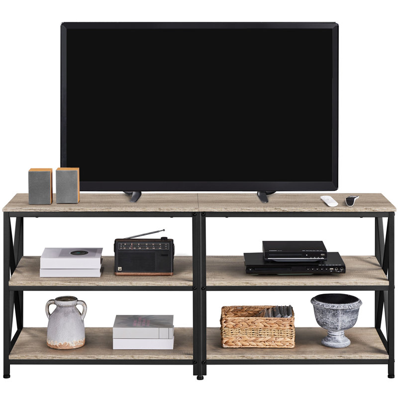 Amanita TV Stand, 3-Tier TV Console Table, 61cm H x 140cm W x 35cm D, Grey