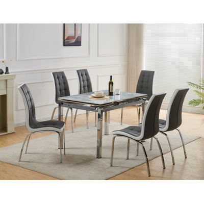 Grande Grey Sintered Stone Dining Table + 6 Vienna Chairs Grey