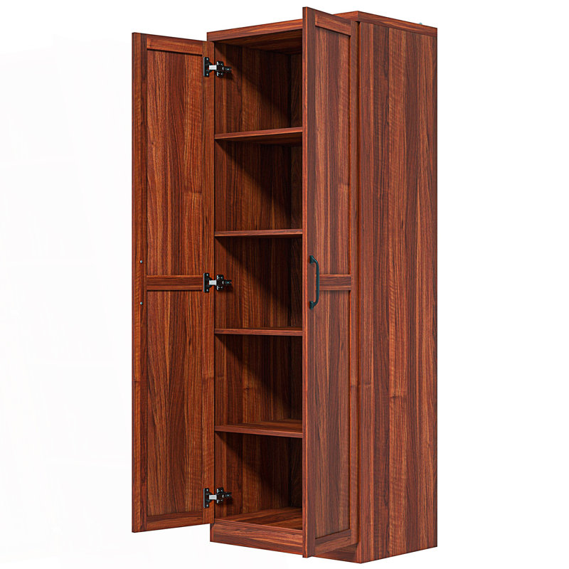 Accent Sideboard, 2-Door Kitchen Pantry, Freestanding Storage Cabinet With 5-Tier Shelves And 2 Adjustable Shelves, Tan