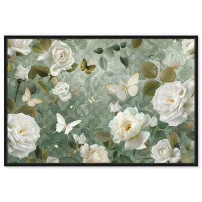 Art, art élégant sur toile, cadre, vert sauge floral en fleurs