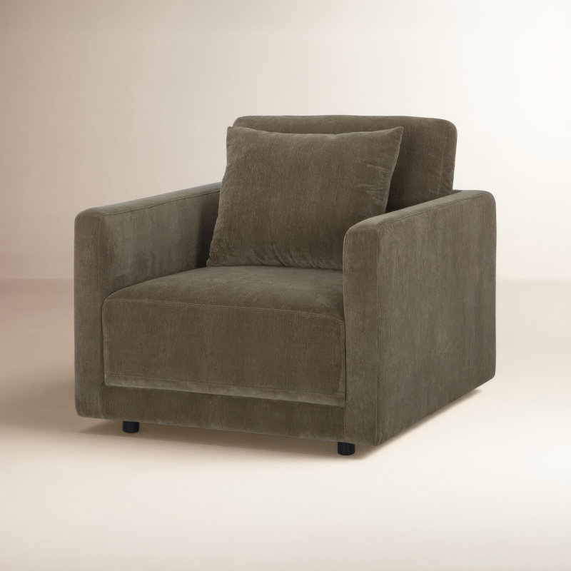 Kenji Upholstered Armchair, Olive Green Performance Chenille