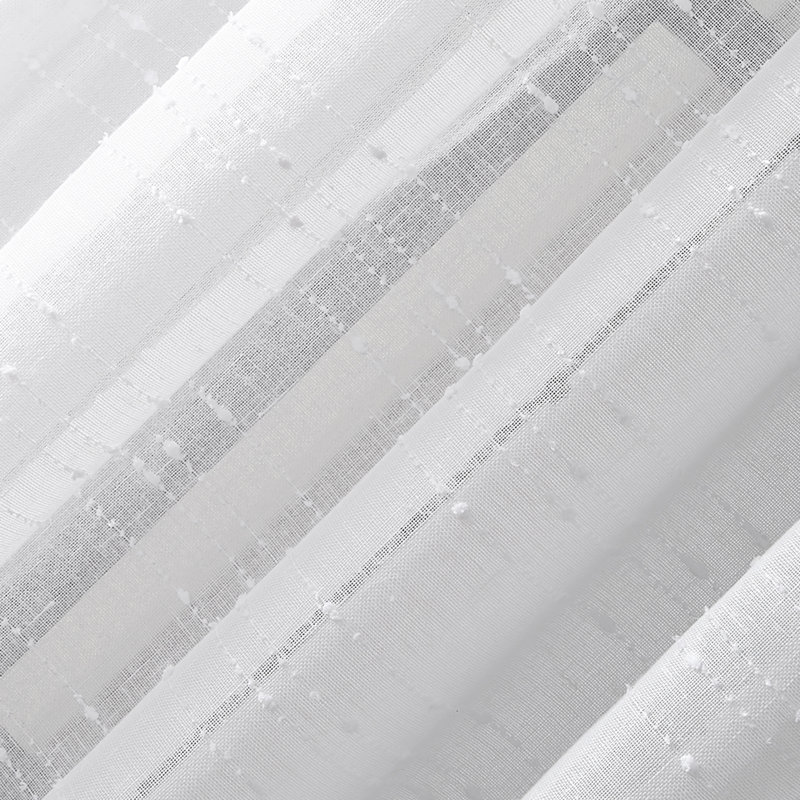 White Linen Blend Sheer Slub Striped Curtain Panel 52"x84"