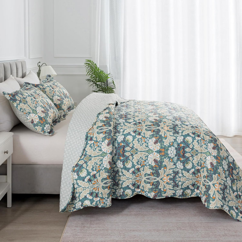 Ensemble de literie avec courtepointe réversible HoneiLife, King, Green
