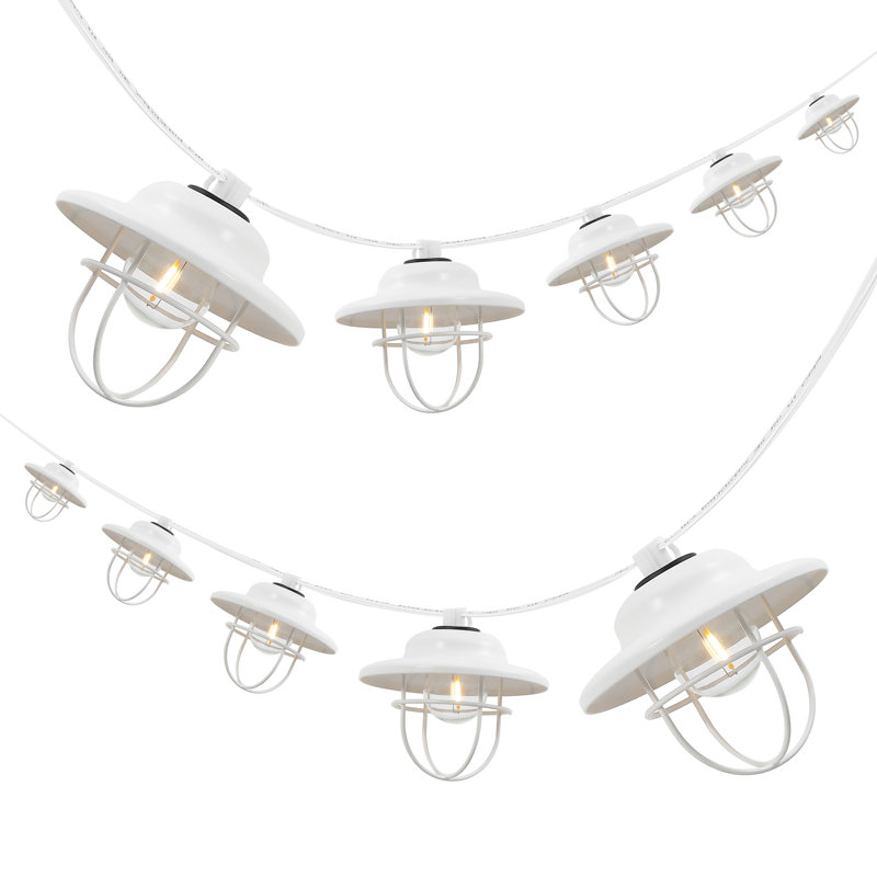 10' Outdoor 10 - Bulb Shaded String Light (End to End Connectable), White