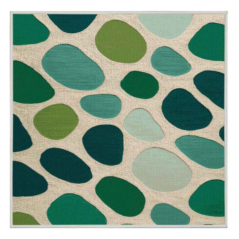 Washable Beach glass greens Nautical Area Rug, Square 7'