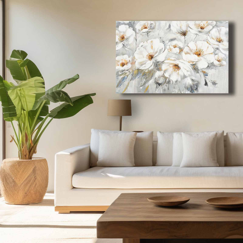 White Floral Serenity Canvas Wall Art