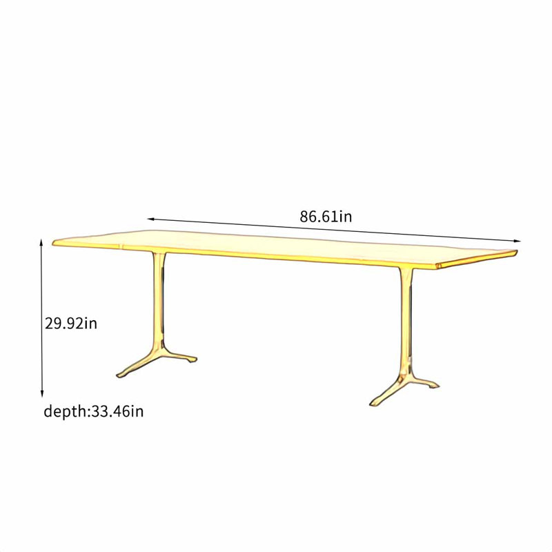 Solid ash wood practical rectangular dining table, 29.92"H x 86.61"L x 33.46"W