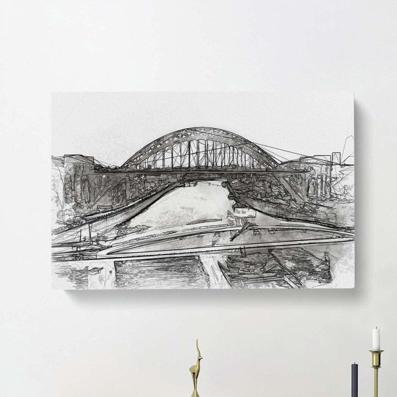 Tyne Bridge Linking Newcastle In Abstract - Wrapped Canvas, 40cm H x 60cm W x 3cm D