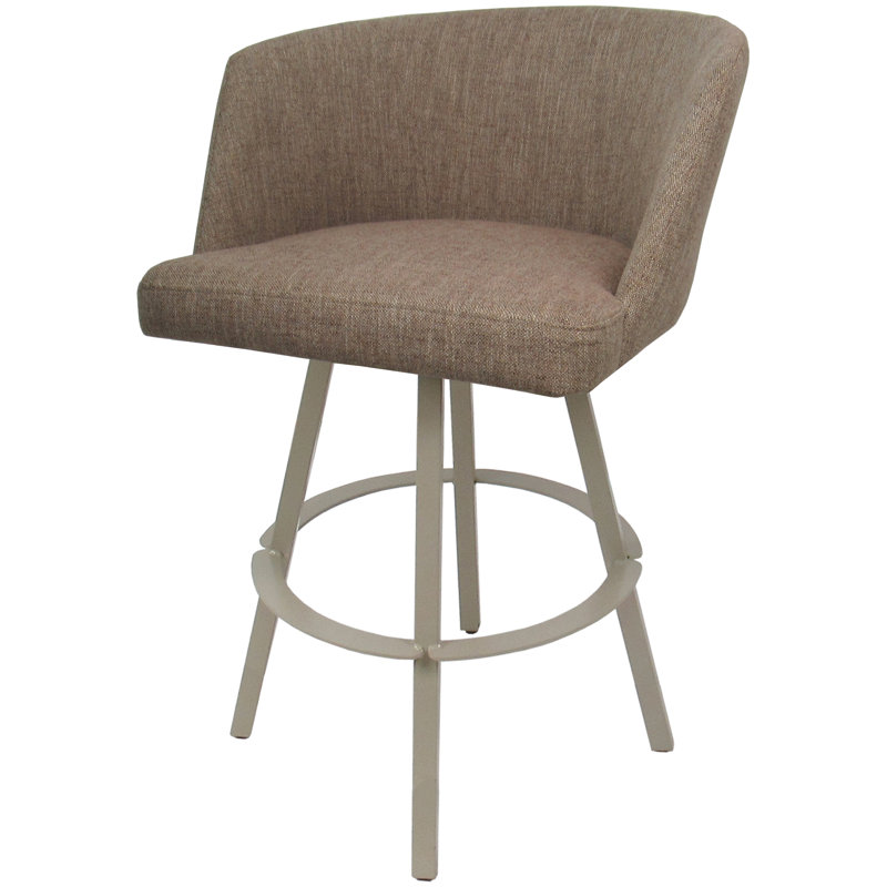 Tabouret de bar pivotant en métal Karimah, Beige, Mélange de polyester beige