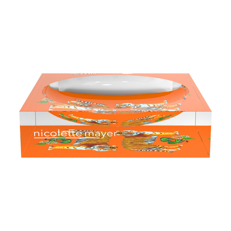 Tiger Seeing Double Orangerie Acrylic Candy Catchall Dish, 6"W x 6"D x 2"H