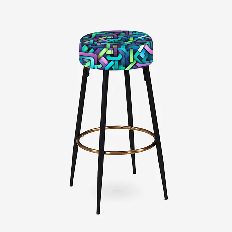 Ensemble de 2 tabourets de bar vert et mauve Groovy Grid Adventure