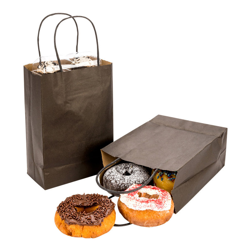 Paper Food Bag, Black, 10" H x 6.75" W x 12" D