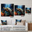 Tortue verte et bleue, animaux marins, art mural pour salon-1019192554