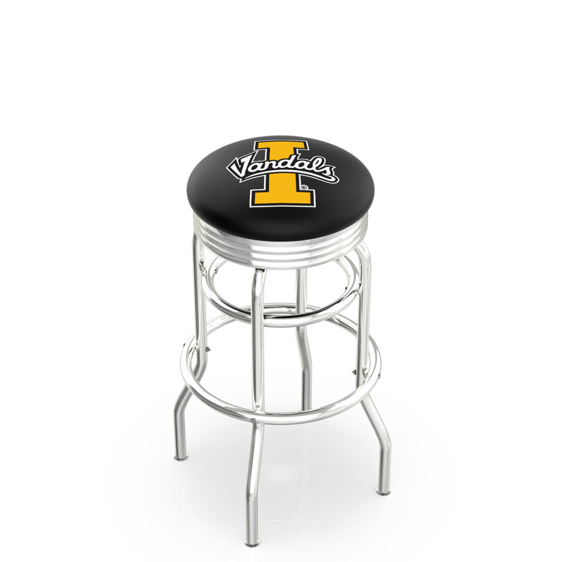 Tabouret de bar Logo Series, Tabouret de bar d'une hauteur de siège de 30 po, Double anneau chromé, Université de l'Idaho