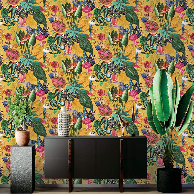 Wanneroo 10.05m x 53cm Matte Wallpaper Roll, Ochre