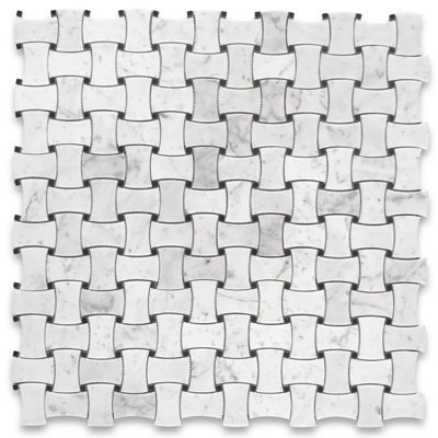 10" x 10" Marble Basketweave Mosaic Wall & Floor Tile