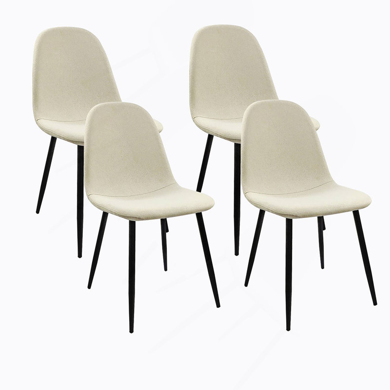 Ensemble de 4 chaises de salle à manger modernes, siège rembourré en tissu de lin