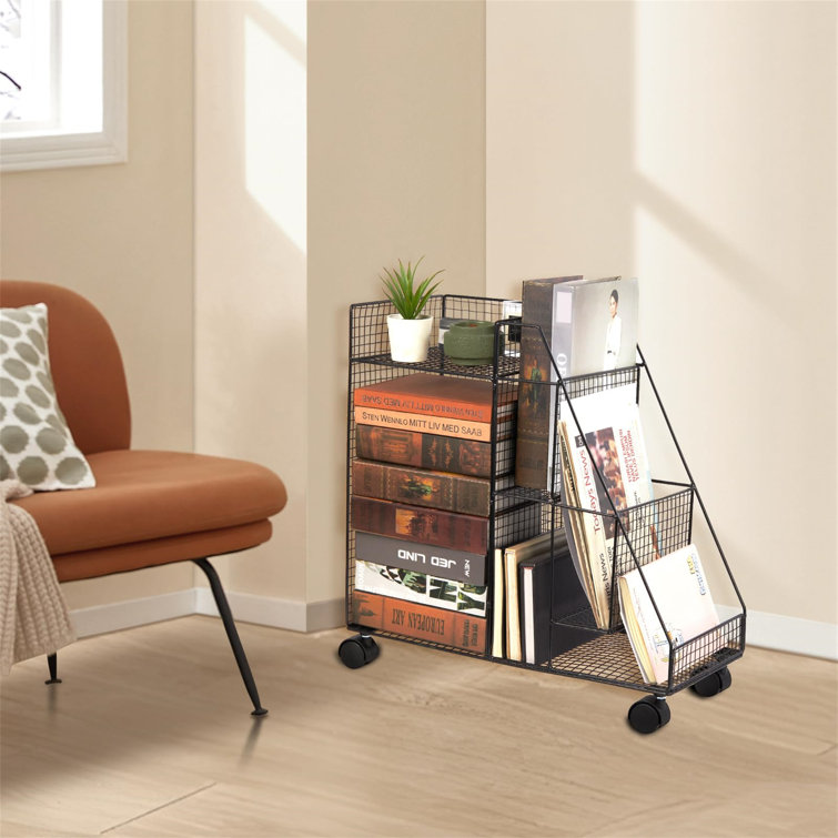 Sleek Compact Iron Storage Cart - Rolling Under-Desk Bookshelf With Easy Assembly And Painted Finish For Home & Office