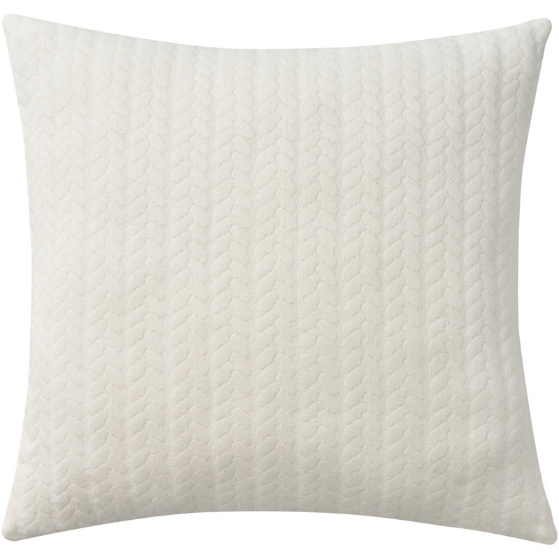 EE255-018018 100% Cotton Throw Square Pillow Cover, Ivory