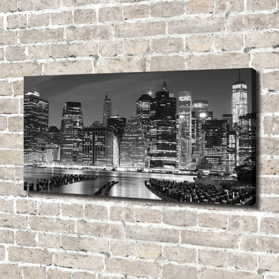 Manhattan By Night - Wrapped Canvas Print