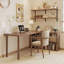 62.99"Light walnut L-Shaped Solid Wood desks-107408480