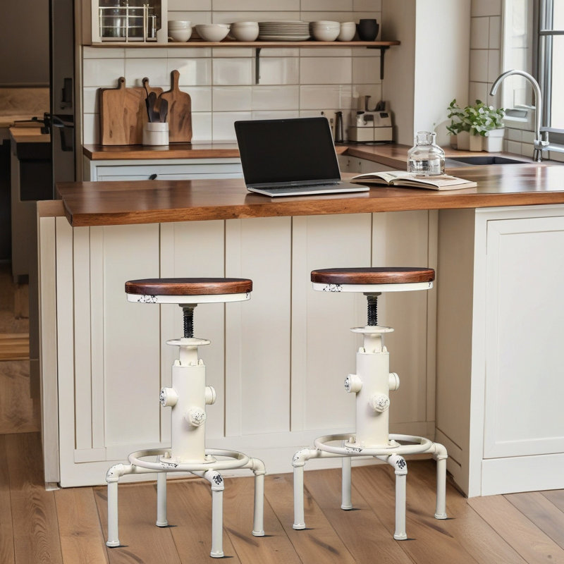 Tabouret de bar Dicot, Brun / blanc antique, 2