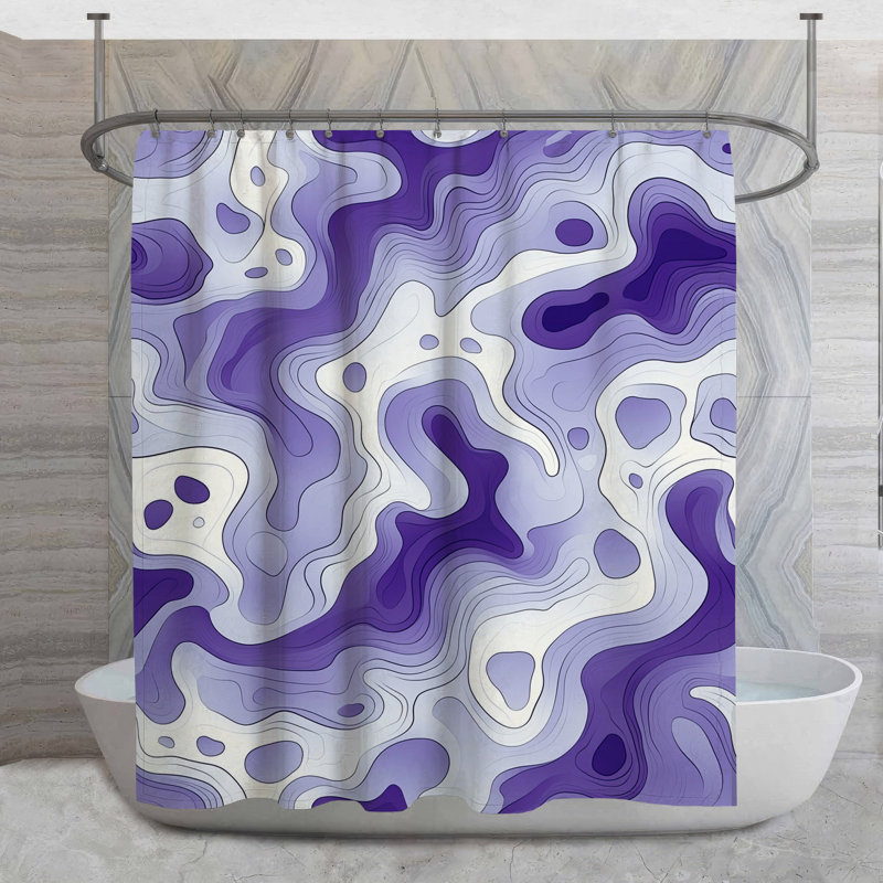Rideau de douche topographique - Décor de salle de bain abstrait foncé, H 73 po x l 70 po