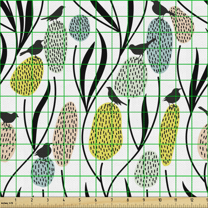 Chileh Abstract Botanical with Bird and Plants Multi-Purpose Fabric