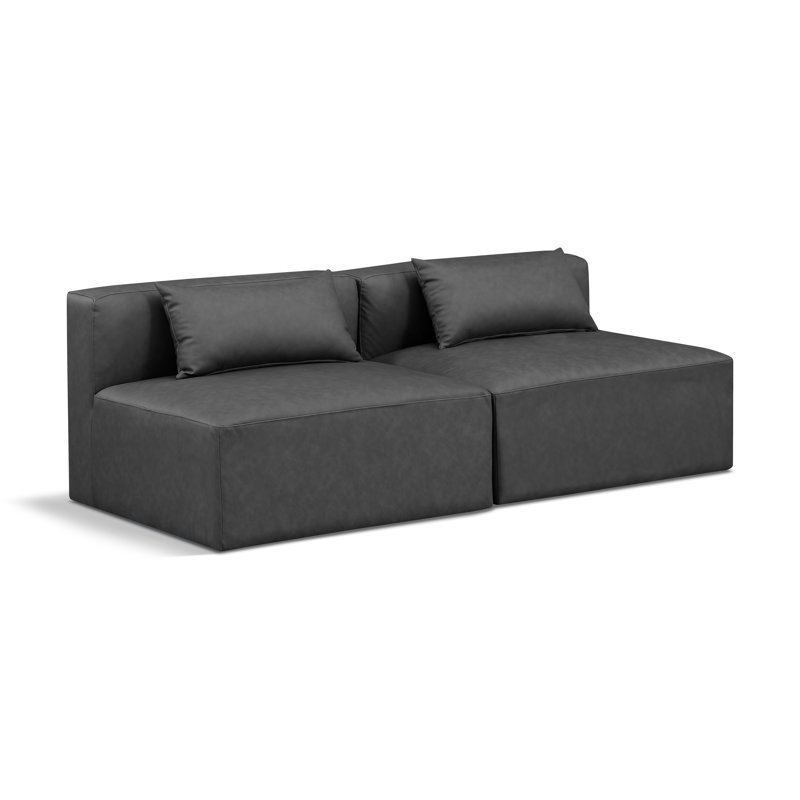 Canapé Houswerth, Gris anthracite en cuir végétalien