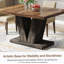 Table de salle à manger de style campagnard de 47 pouces pour 4-6, finition blanche et noire, base piédestal robuste, table en bois rustique pour petits espaces-1086345148