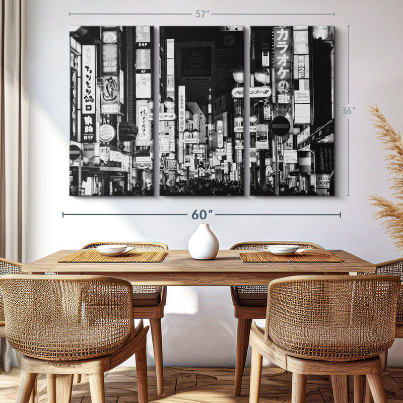 «Shibuya Tokyo», 3 pièces sur toile, H 36 po x l 57 po