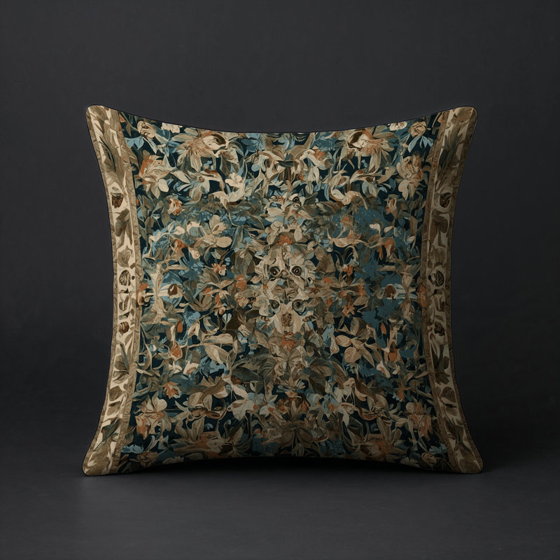 Coussin décoratif intérieur et extérieur Modern, Carré 16 po, Brun floral 44
