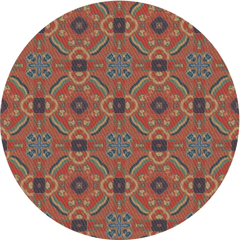 Tapis rouge/bleu à motifs Irthlingborough, Rond 4 pi
