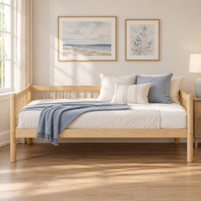 Twin Solid wood frame Daybed with Side Guardrails and Support Slats
