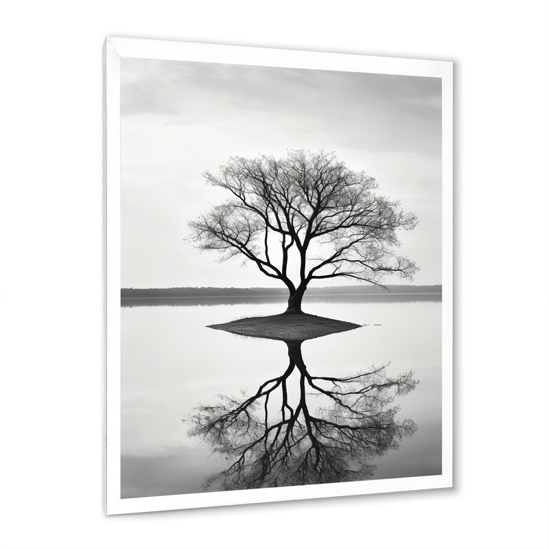 " Tree Rivers Resonance Photography " Print, White Single Picture Framed, 32" H x 24" W x 1" D