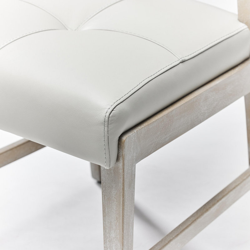 Essex Leather Dining Chair, Cliffside Gray