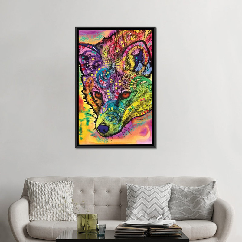 «Sly As a Fox», impression sur toile, H 26 po x l 18 po x P 1,5 po, Toile avec cadre noir, Pas de tapis