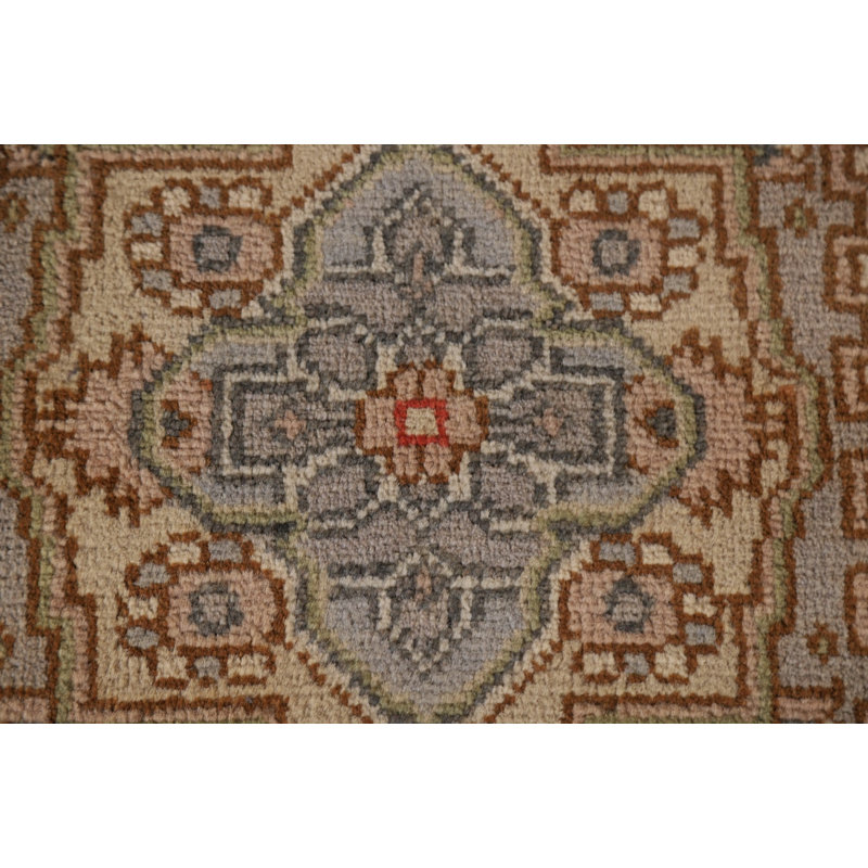 Tapis de couloir gris en laine noué à la main de conception unique 2 pi 6 po x 5 pi 10 po New Age