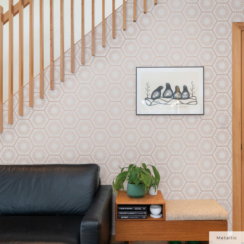 Bogomila 16.5' L x 20.5" W Peel and Stick Wallpaper Roll, 16.5" L x 20.5" W, Bronze