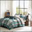 9 PCS Queen Plaid Comforter Set with Bed Sheets Teal/Black-134083980