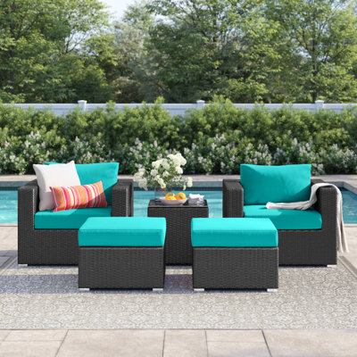 Convene Wicker Rattan 5-Piece Outdoor Patio Furniture Set