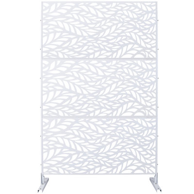 Écran d'intimité extérieur et intérieur en métal H 76 po x l 48 po, écran d'intimité décoratif autoportant pour terrasse de balcon, panneaux de clôture d'intimité pour jardin extérieur PS110 BLANC
