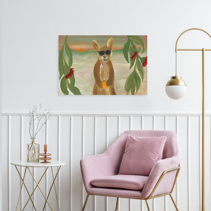 «Cool Kangaroo Sunset», art animalier contemporain, H 24 po x l 36 po