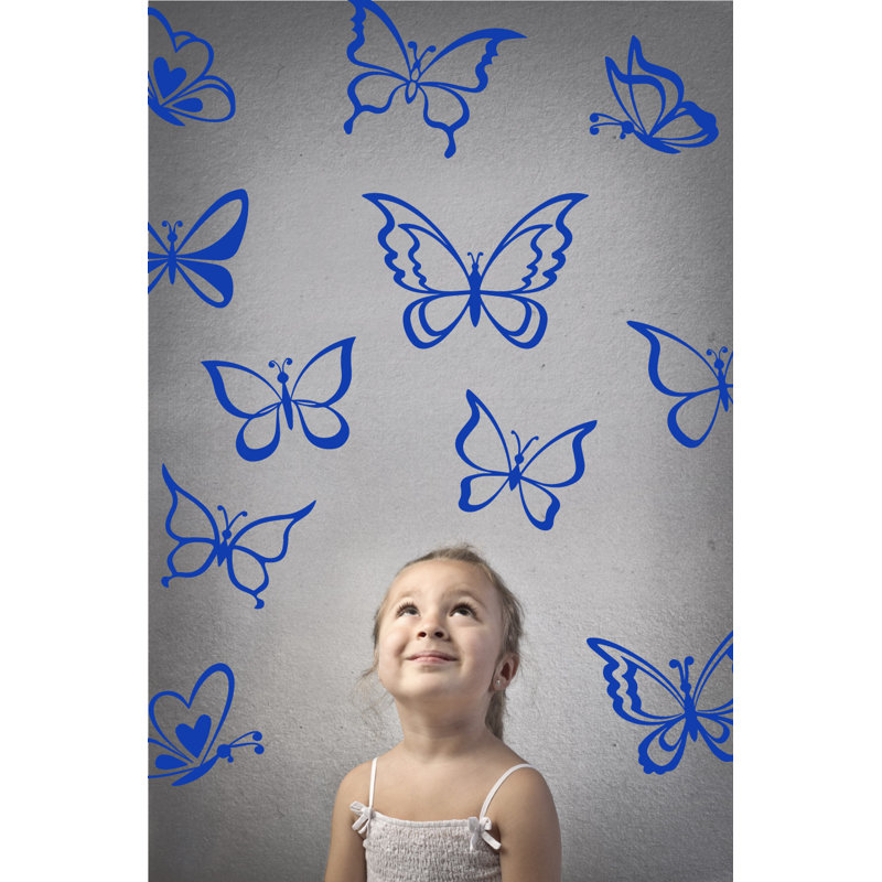Adhésif décoratif papillon, H 24 po x l 25 po x P 0,01 po, Bleu foncé