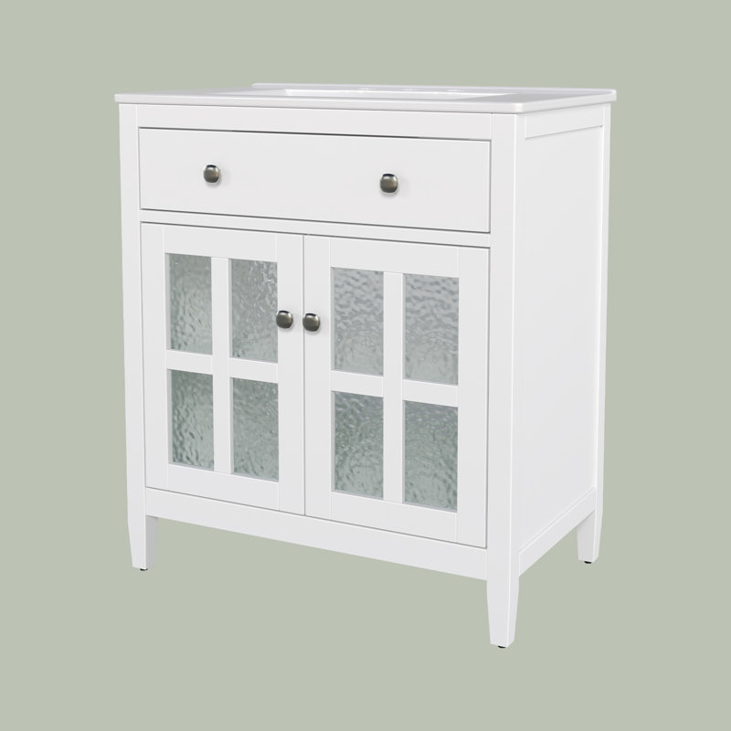Meuble-lavabo 30 po avec lavabo en céramique, Blanc