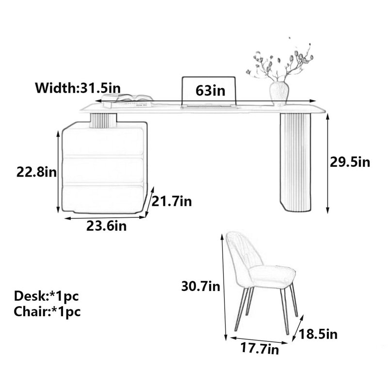 Bureau italien minimaliste en pierre